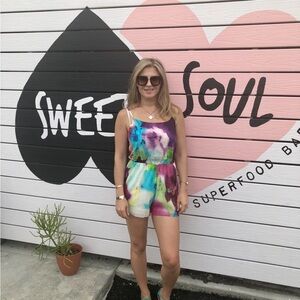 🌈 Alice & Olivia Silk Painted Print Romper 🌈